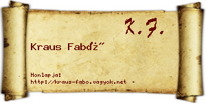 Kraus Fabó névjegykártya